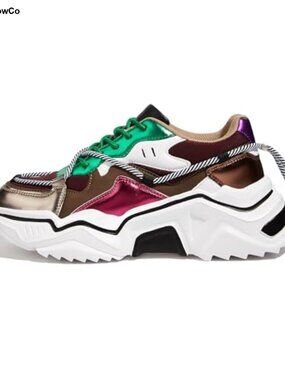 Platform Chunky Dad Sneakers Lace-Up Walking Shoes Retro Style